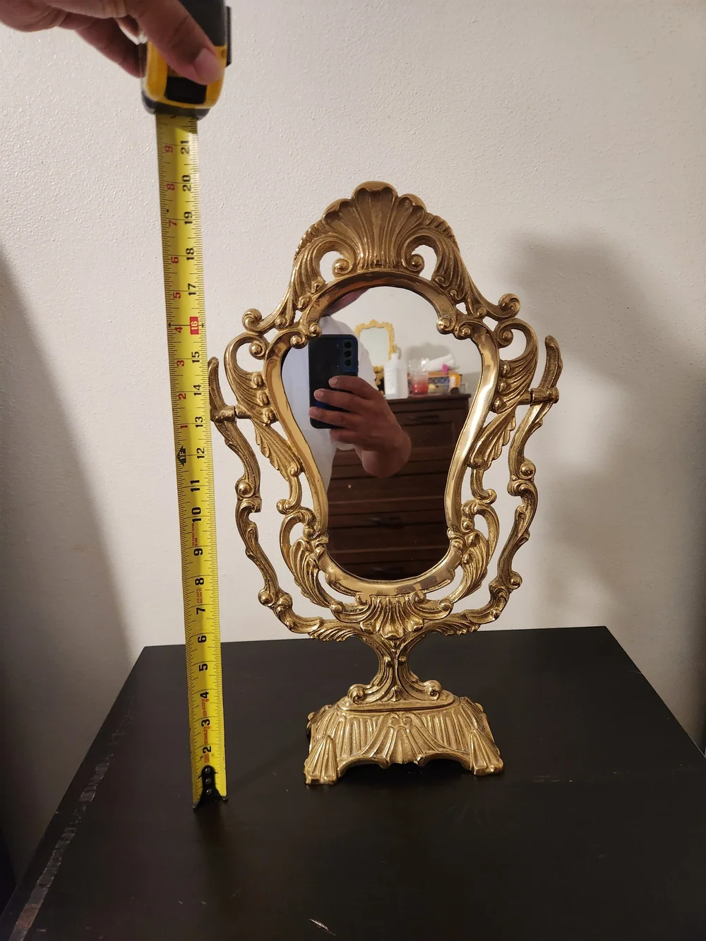 Ornate Gold Vanity Mirror - Decorative Tabletop Mirror